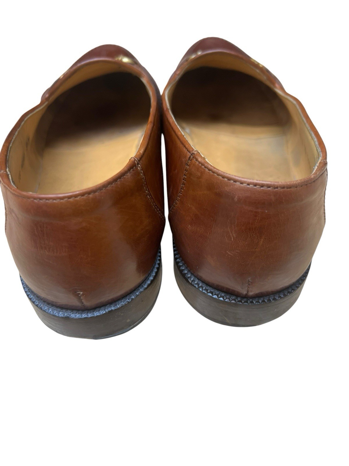 Johnston & Murphy Cellini Mens 9.5 M Tan Brown Leather Bit Loafers Made In Italy
