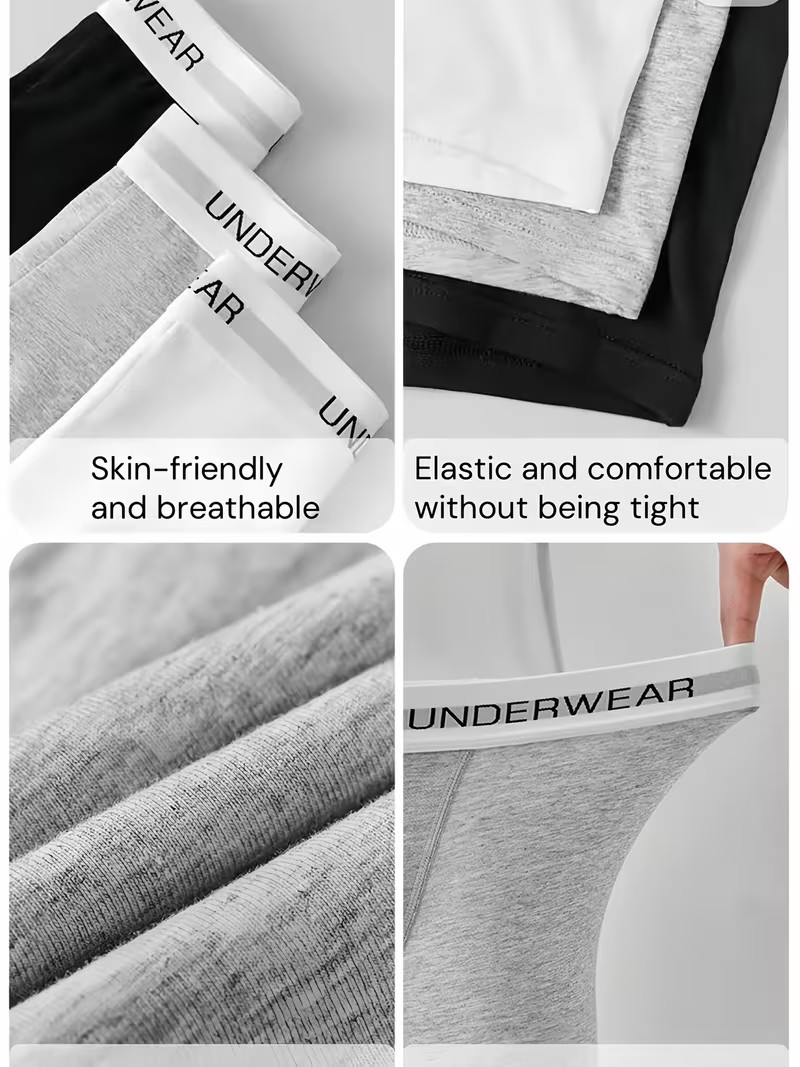 4PK Mens Boxer Briefs Breathable Tagless Underwear Soft Comfort Flex Waistband