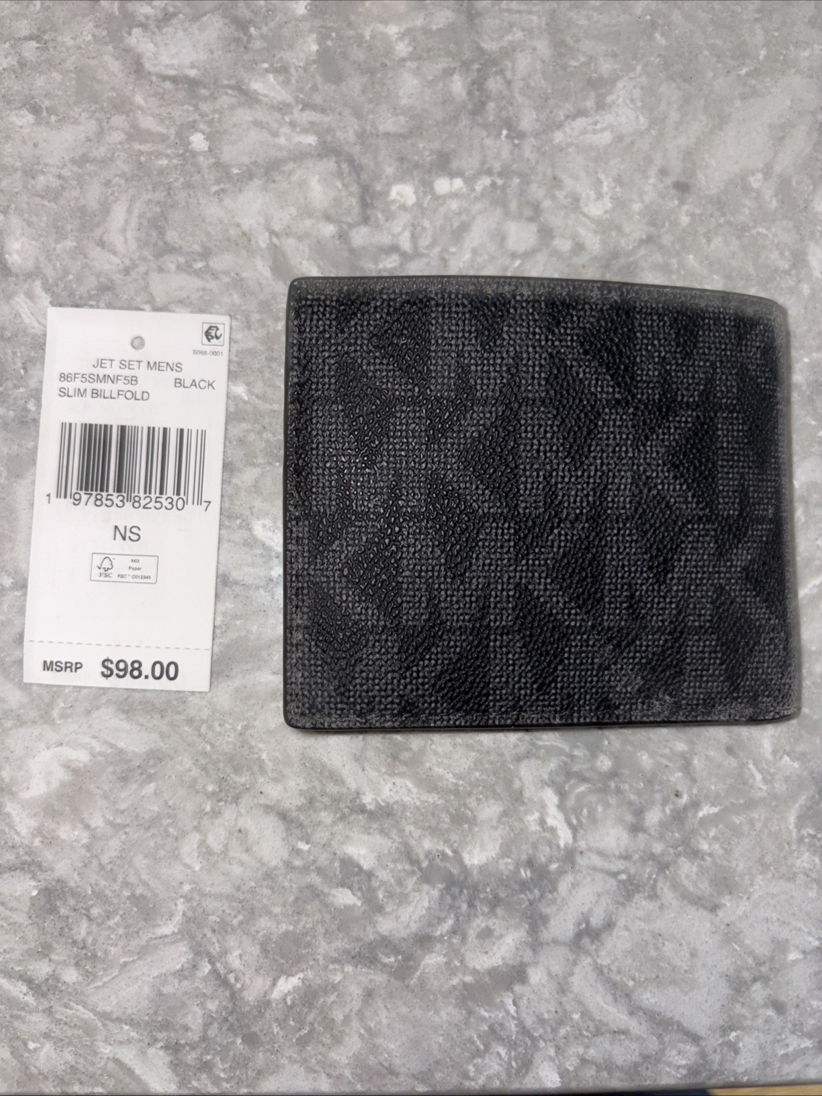 Michael Kors Jet Set Leather Billfold Slim Mens Wallet Size Color Black