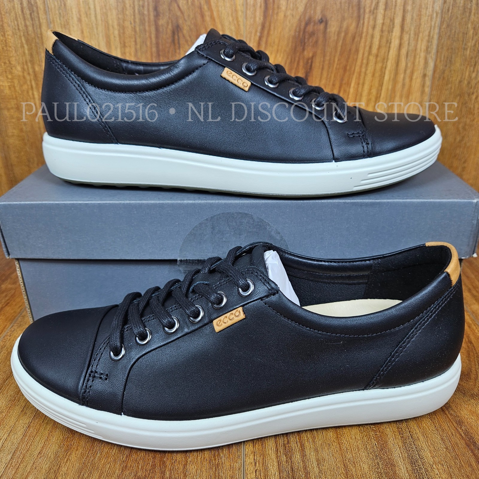 ECCO Women’s Soft Leather Sneakers Shoes ~ Black ~ Various Sizes