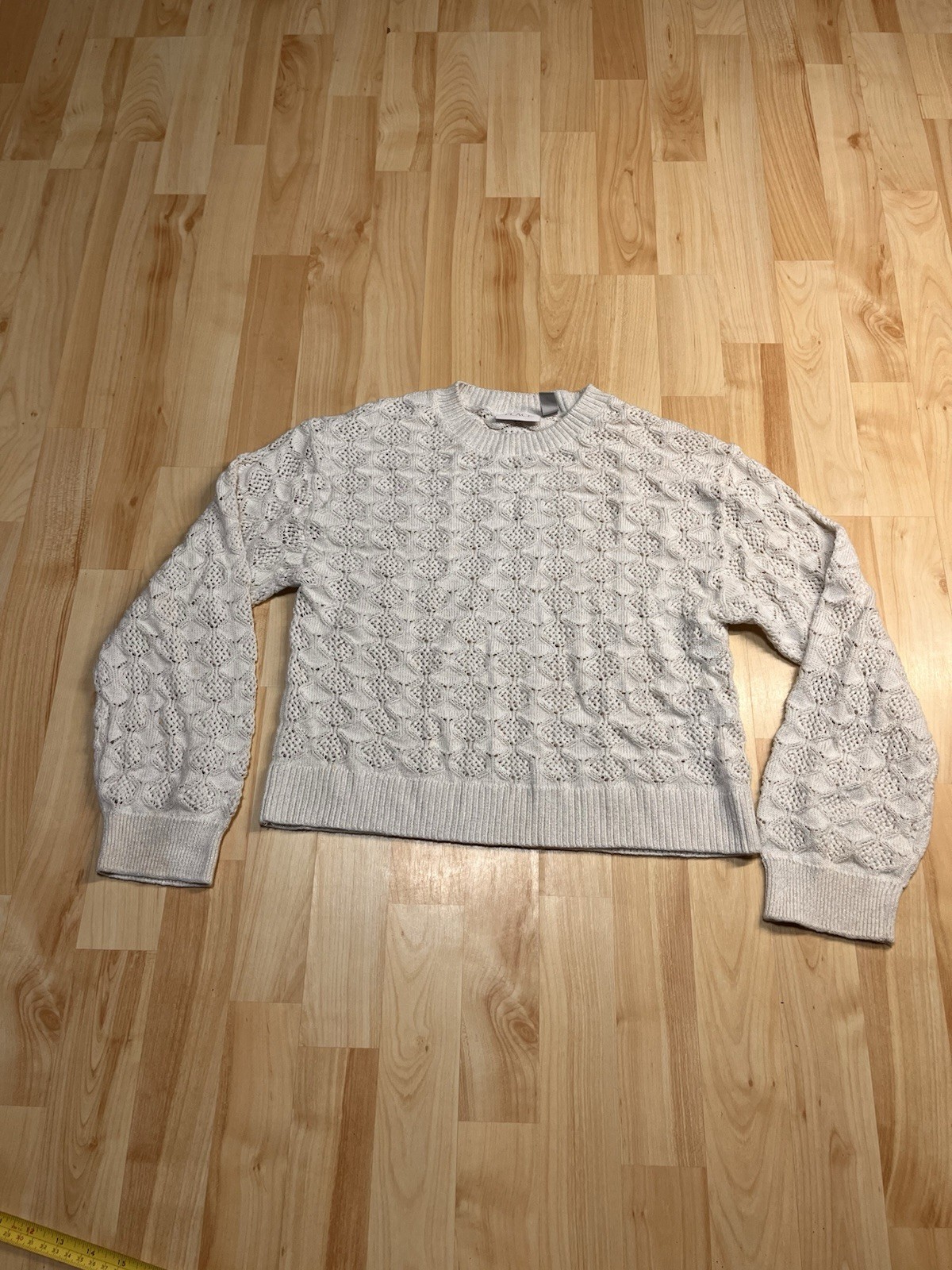 The Children’s Place Cream Open Knit Crochet Sweater Cropped Long Sleeve
