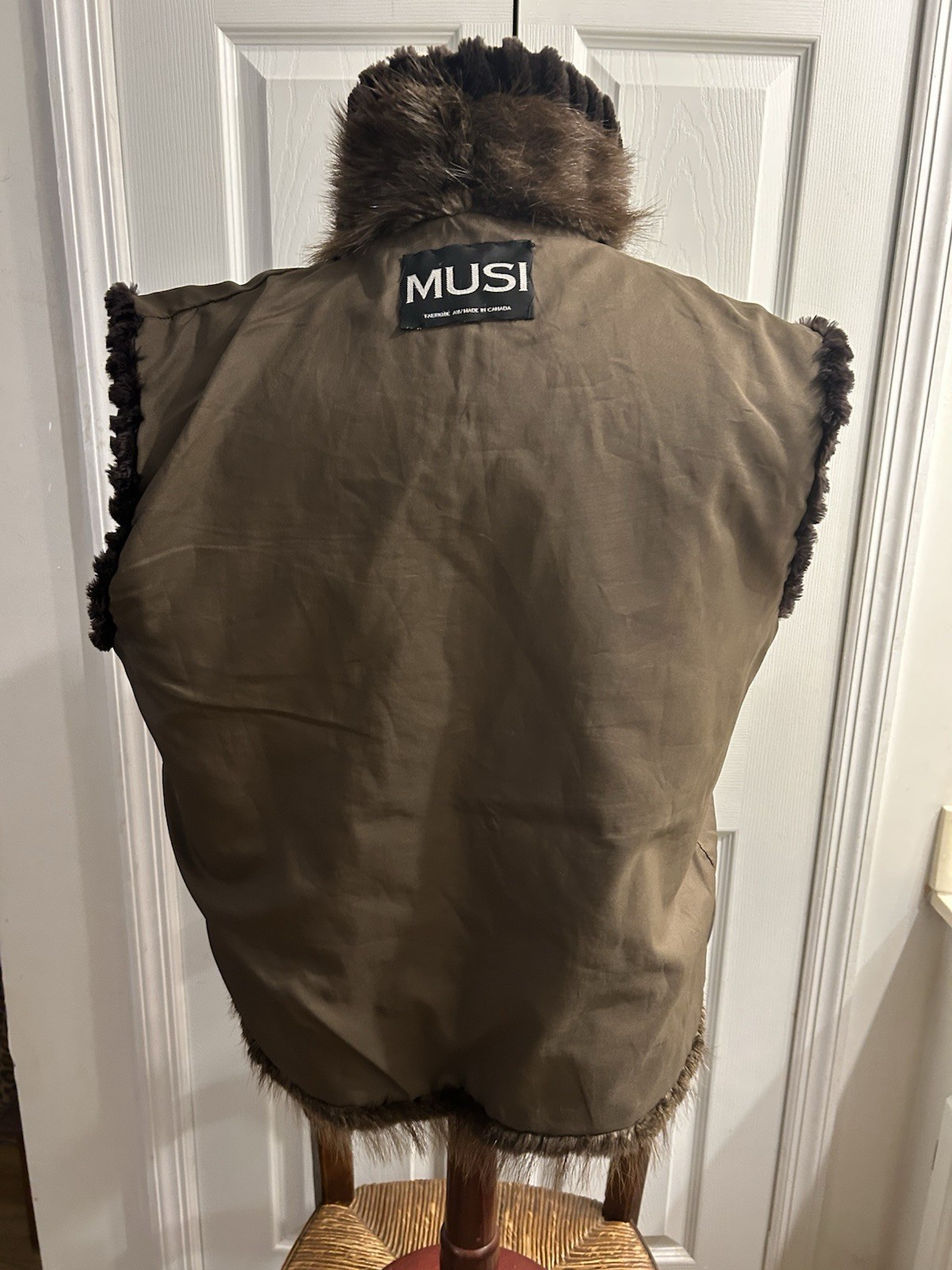 MUSI Canadian Brown Sheared Beaver Zip up Vest Coat Jacket~Pockets~Marianne~12