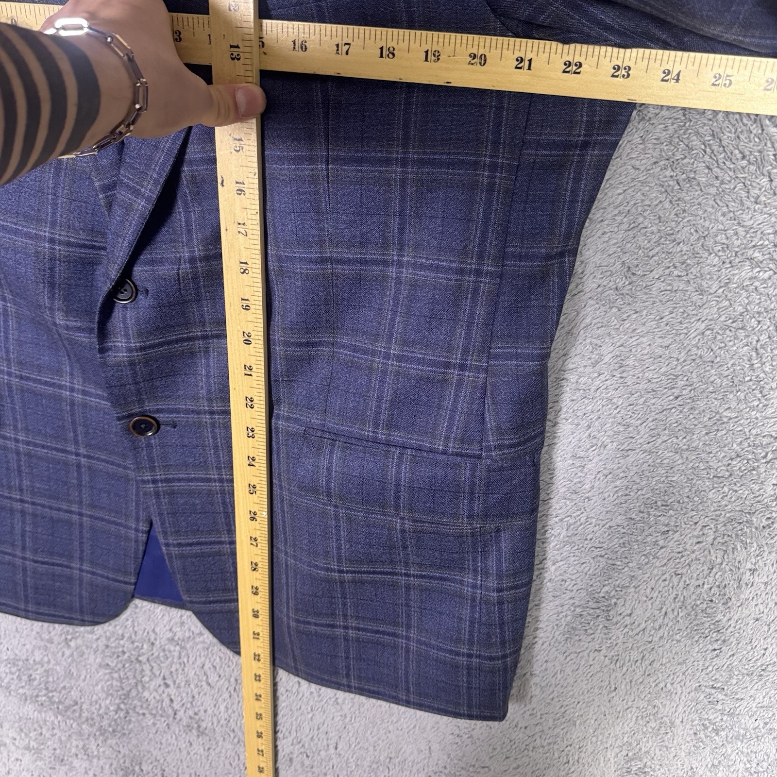 Hart Schaffner Marx Blazer Mens 46L Guabello Sobrius Wool Windowpane Sport Coat