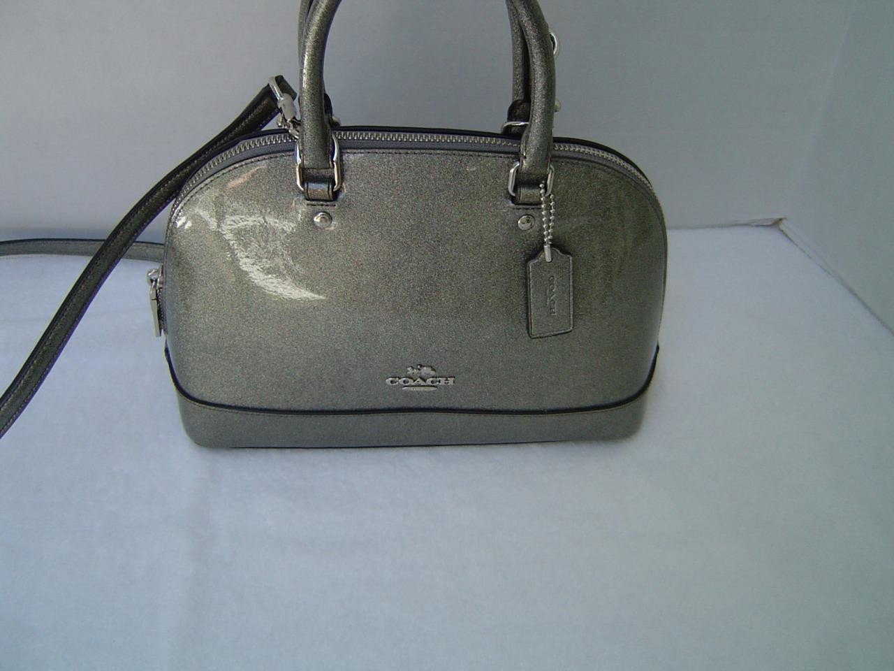AUTHENTIC COACH SILVER GLITTER PATENT LEATHER MINI SIERRA SATCHEL #29134 EUC/LN