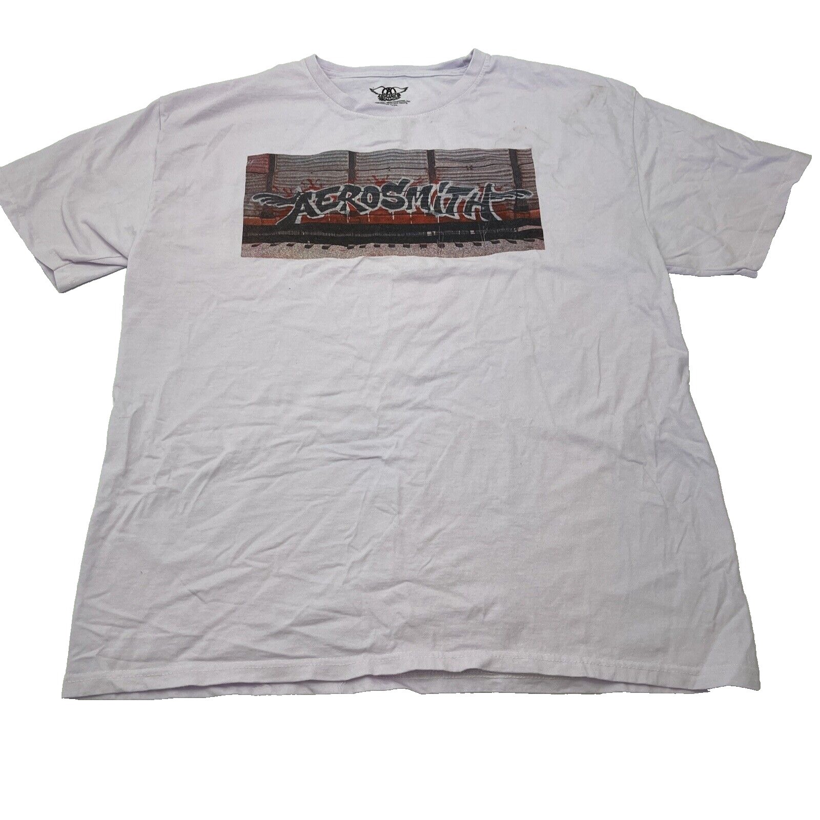 Aerosmith Graphic T-Shirt Mens XL Light Purple Good Graffiti Logo Rock Band Tee