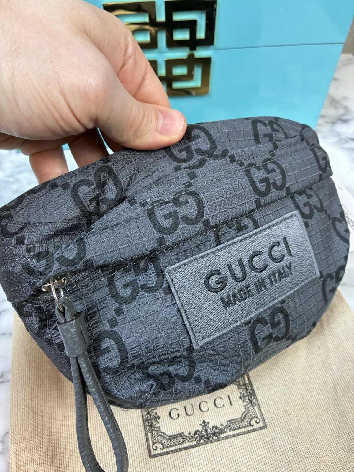 Gucci GG Ripstop Gray & Black Unisex Fabric Belt Bag Size 80cm – NWT Authentic