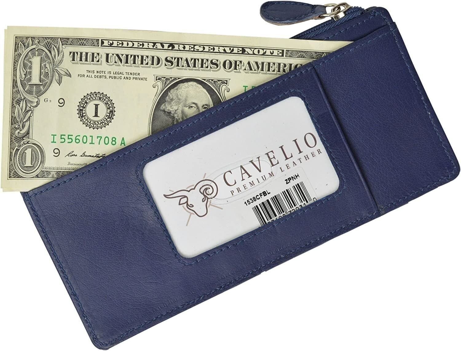 Cavelio Leather Thin Vertical Stacker Card Case Wallet with ID Window