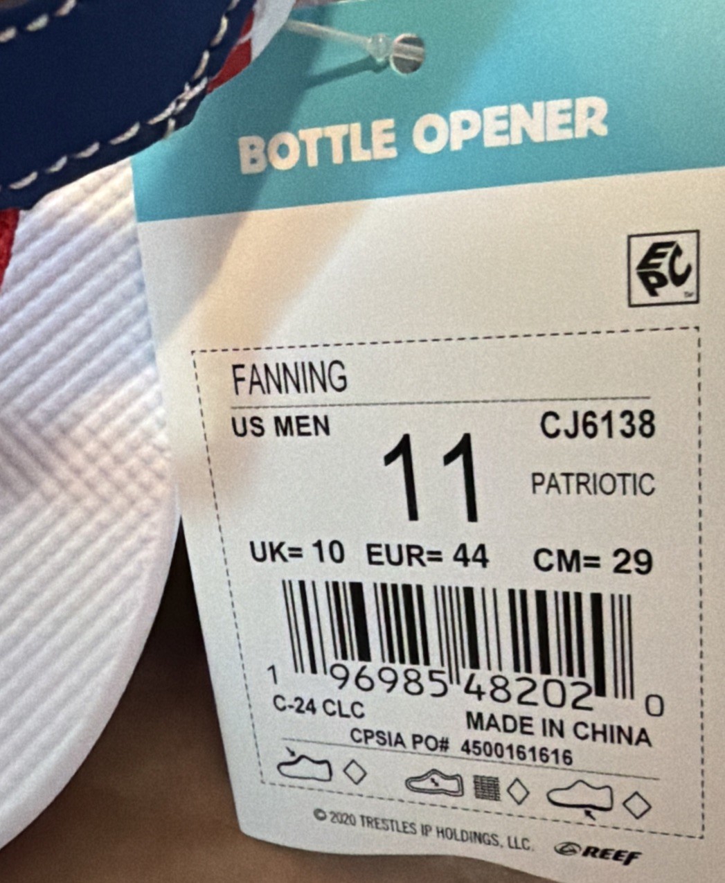 Reef Fanning Flip Flops With Bottle Opener Patriotic Men’s Size 11