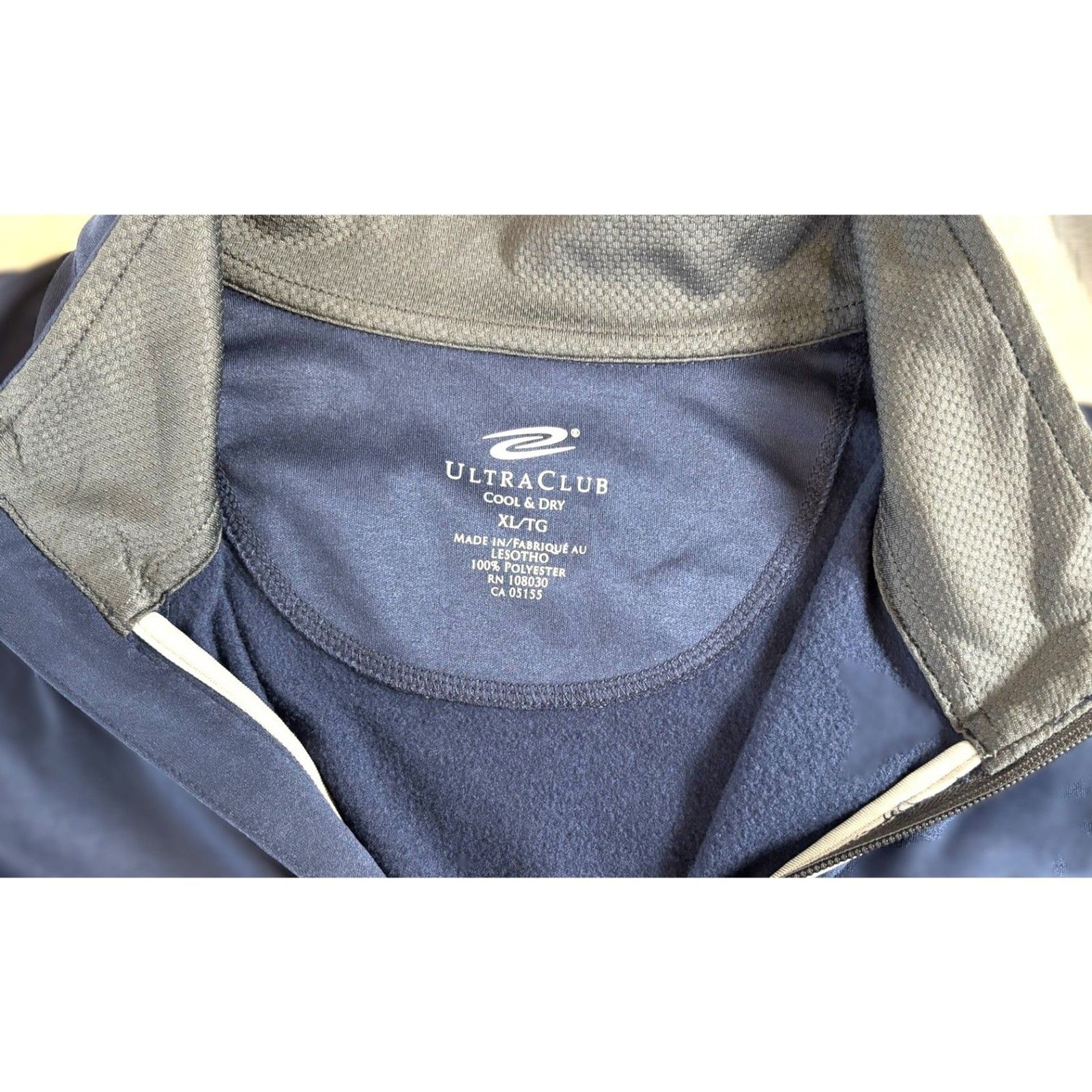 UltraClub Cool & Dry Men’s 1/4 Zip Pullover Performance Golf Jacket XL Navy UPF