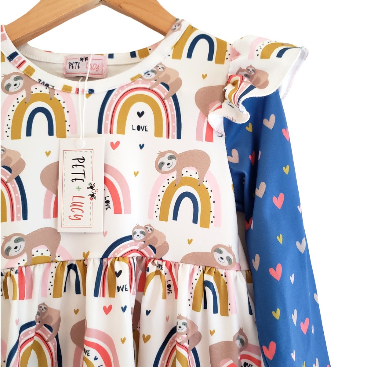 NEW! Pete + Lucy Rainbows and Sloths Baby Girl Dress 12-18 Months