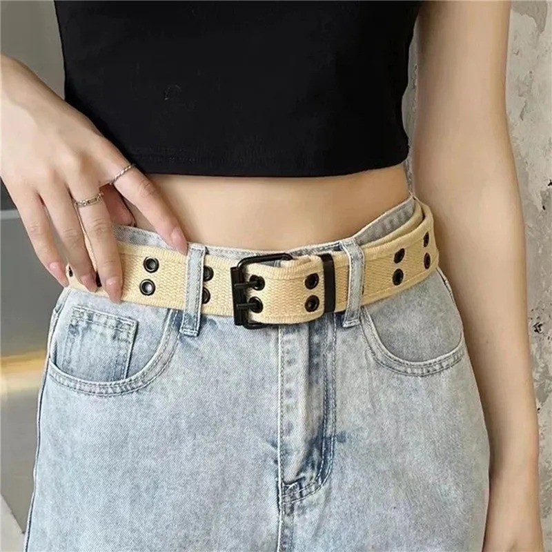 Canvas 2 holes Double Rows Grommet Hole Belt Fabric Military web belt – USA