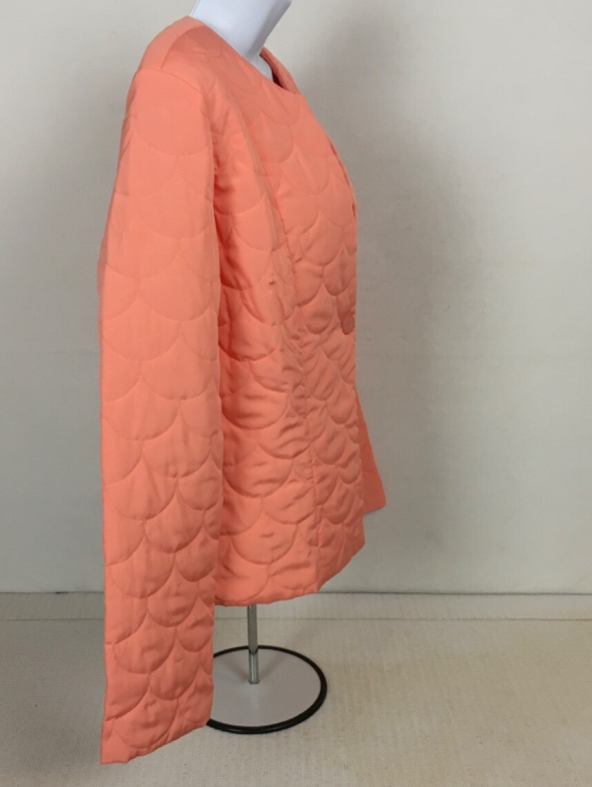 B Belongings Jacket Size L Light Orange Quilted Long Sleeves Single Button Close