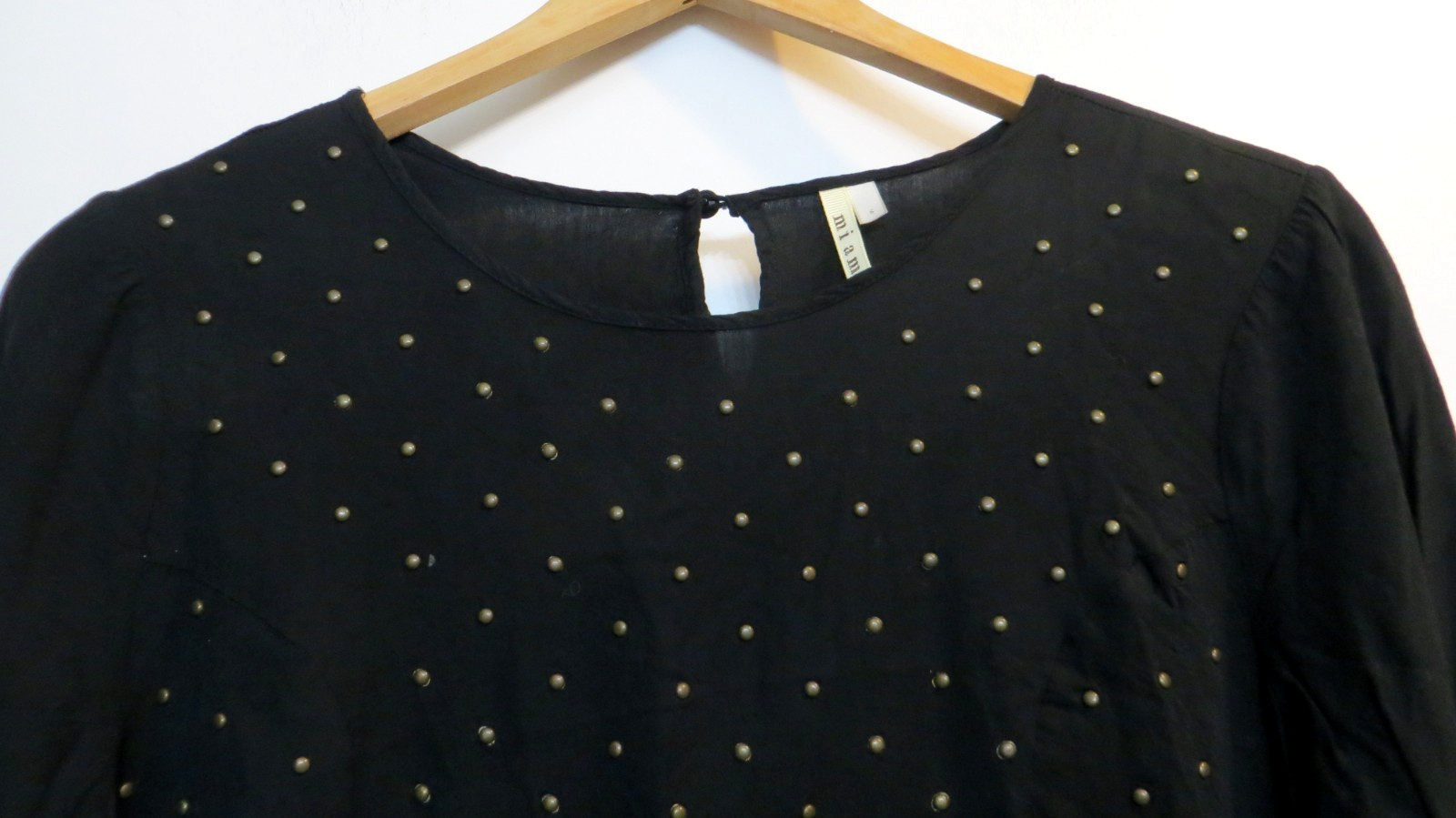 Mi ami Shirt Womens Small Black Studded Crop Whimsigoth Rock Grunge Steampunk