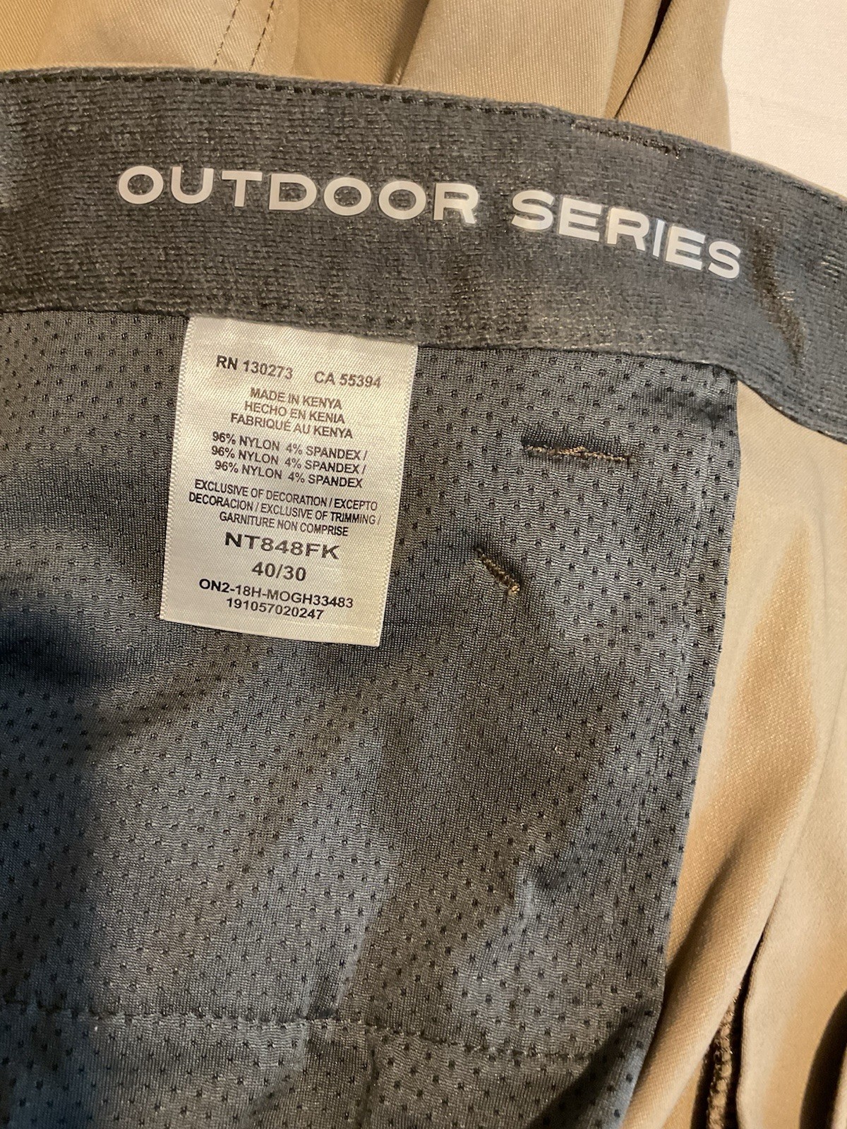 Wrangler Outdoor Series Beige Pants Men’s 40W Slim Straight Stretch Pockets A30