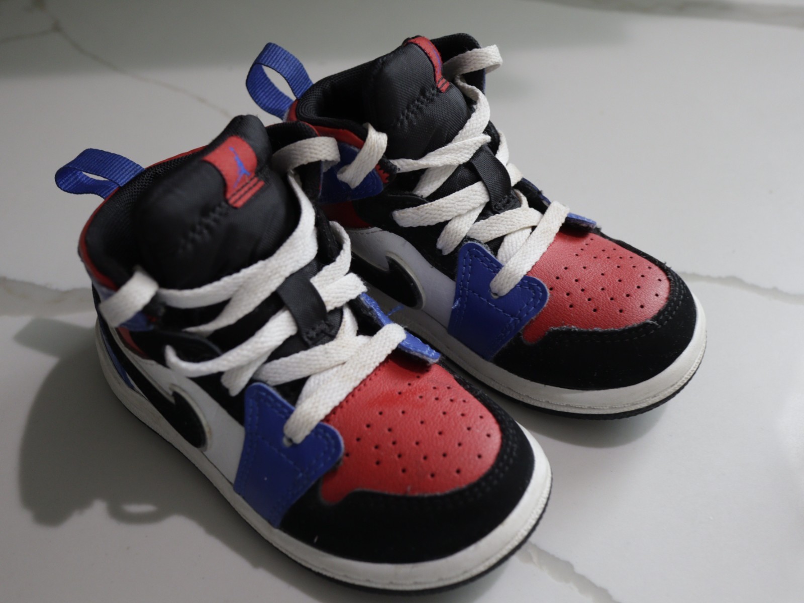 Used 7c Jordan 1 Mid TD Color: Red White and Blue (Box Not Included) Casual Shoe