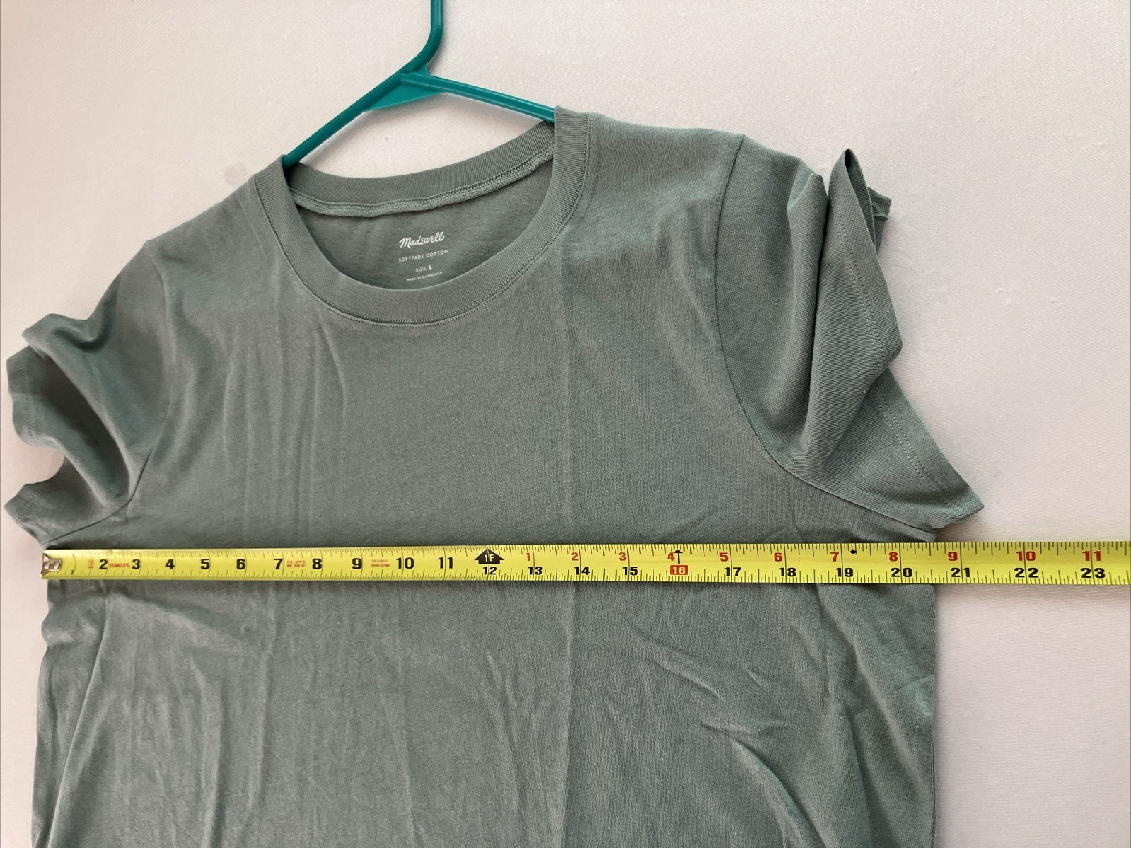 Madewell Softfade Cotton Tee Womens Large Green Crew Neck Short Sleeve Top NWT