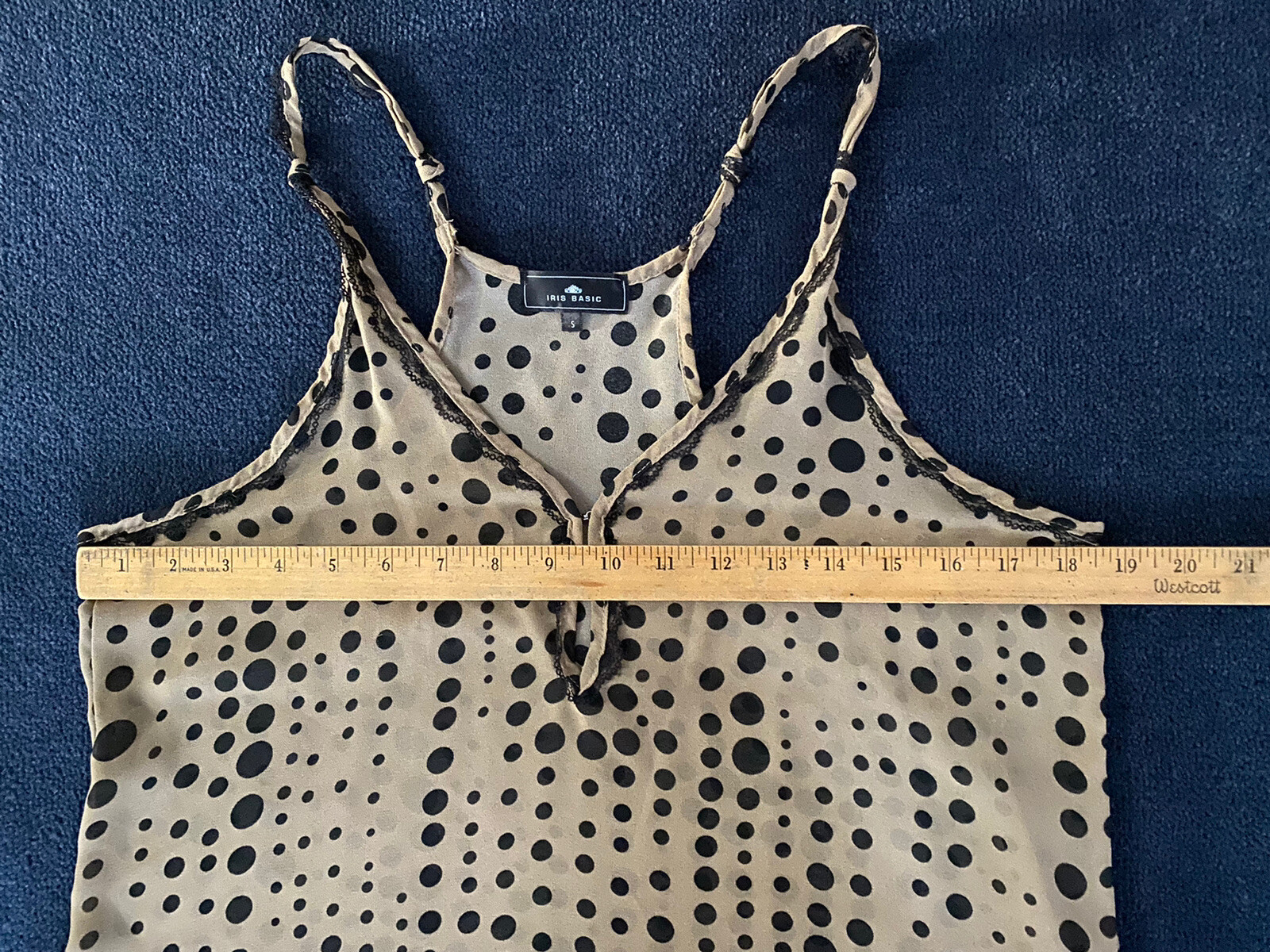 Vintage Sheer Polka Dot Lace Flowing Tank Top Twee Retro Hippie Boho Mod 90s Y2K