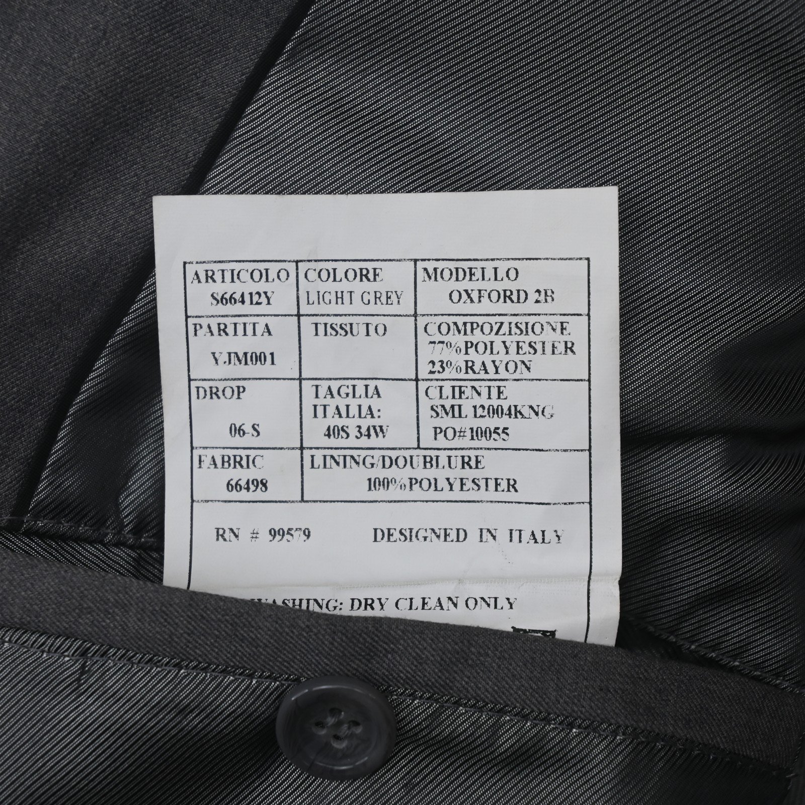 Lineage 40S 32×32 Gray Oxford Mens Jacket Pants Suit