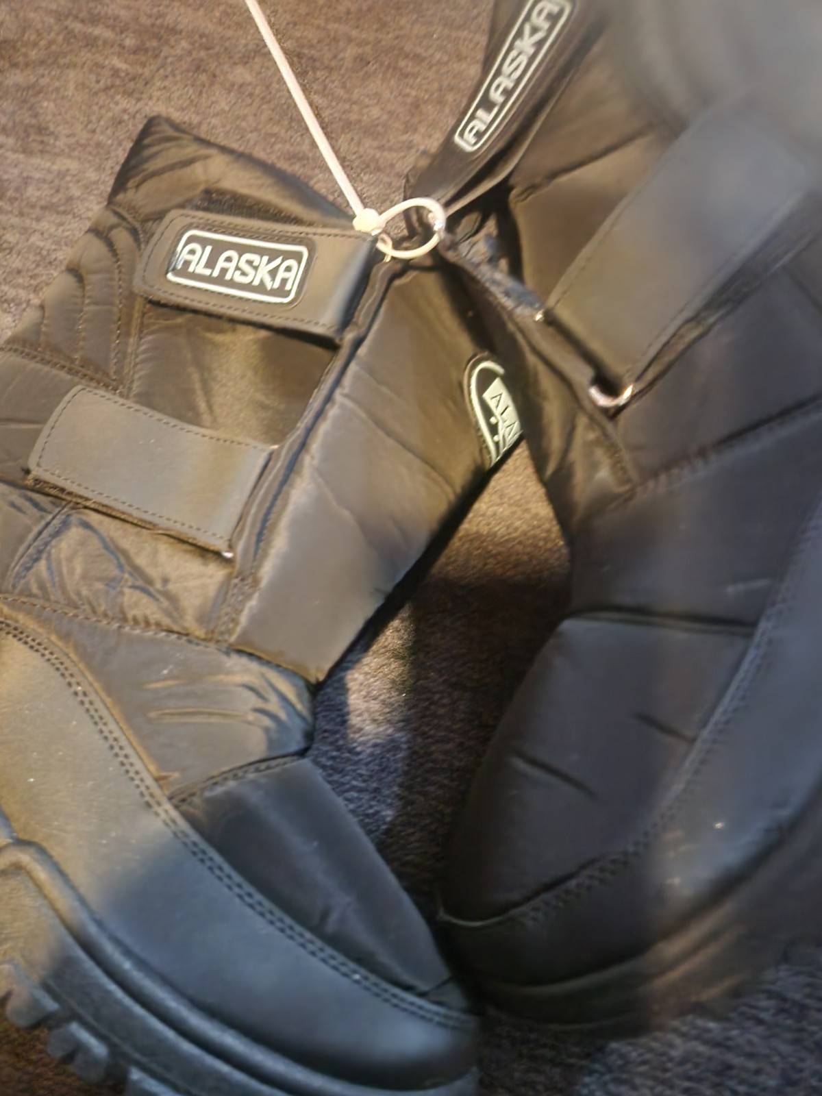 Alaska Men’s Black Hook & Loop Bootie Boots Rubber Upper Rugged Lug Sole
