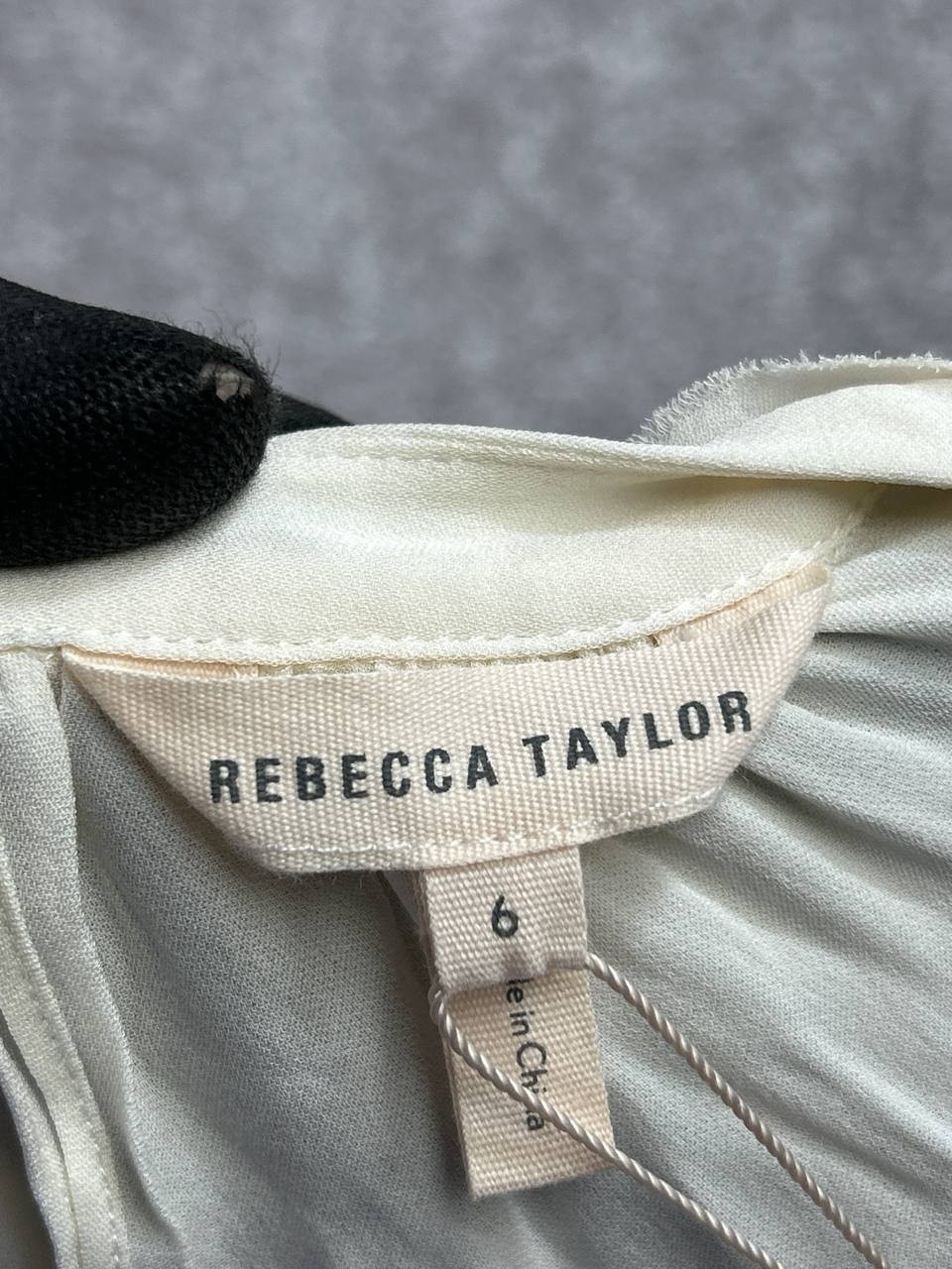 Rebecca Taylor Daniella Blouse Top Womens 6 White Silk Surplice Neck Pleated New
