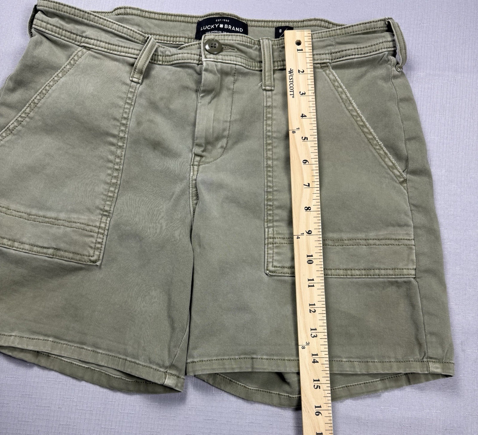 Lucky Brand Ava Short Shorts Womens 8/29 Green Twill Utility Pockets Summer