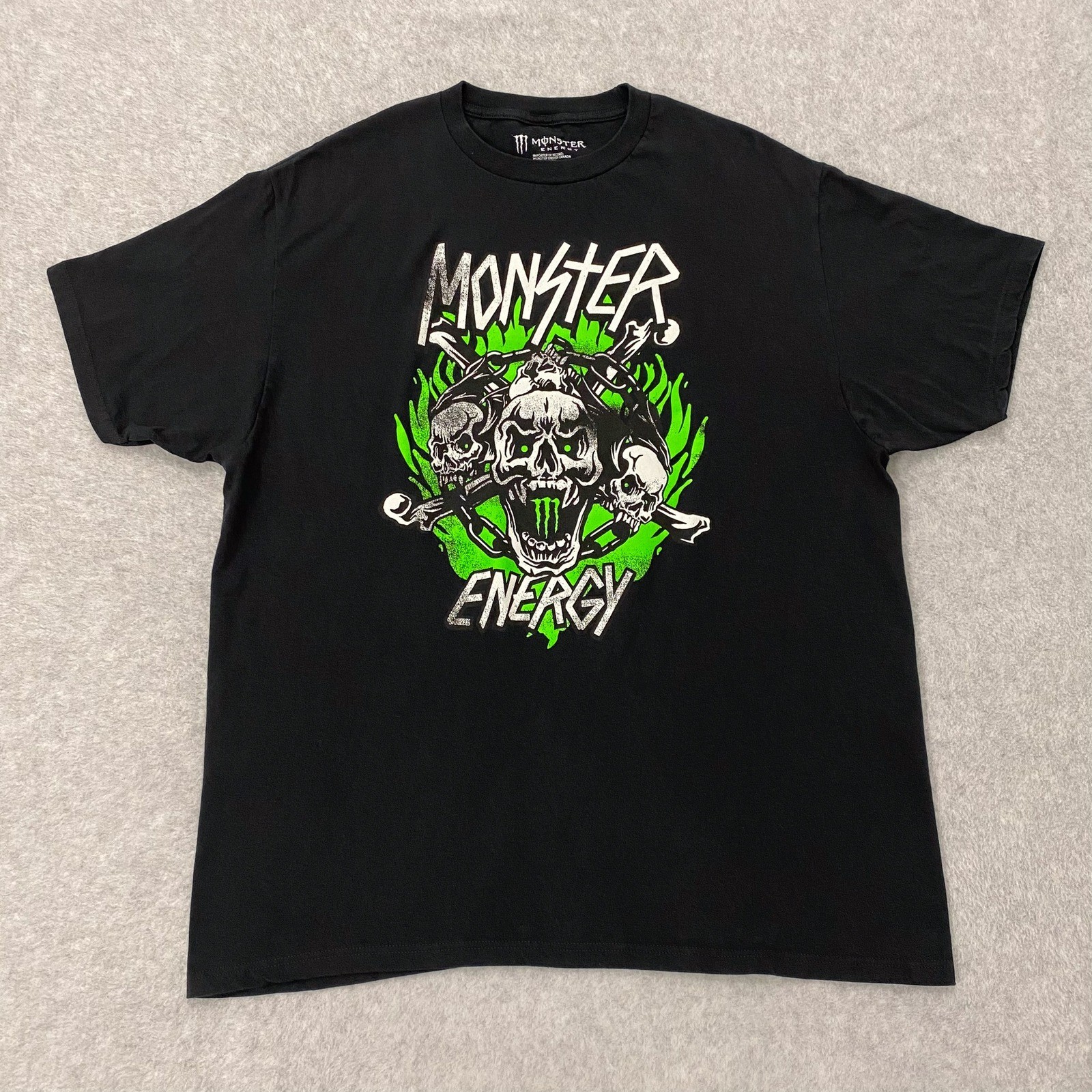 Monster Energy Shirt Mens XL Black Cotton Short Sleeve Tee Spell Out
