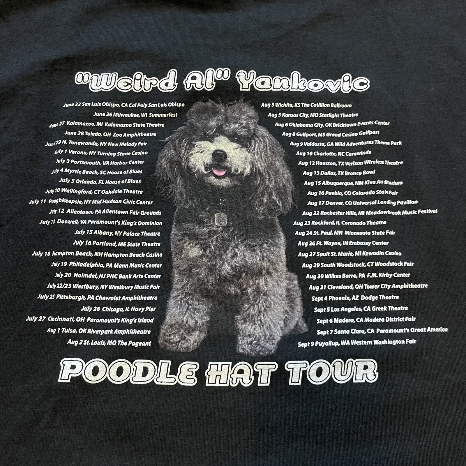 Vintage Weird Al Yankovic T-Shirt Size XL Comedy Rock Band Poodle Hat Tour 2003