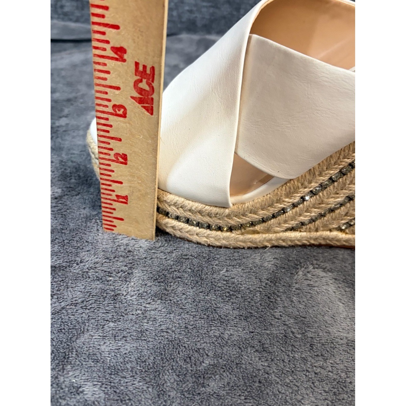 Charles By Charles David White Cross-Strap Espadrille Wedge Mules