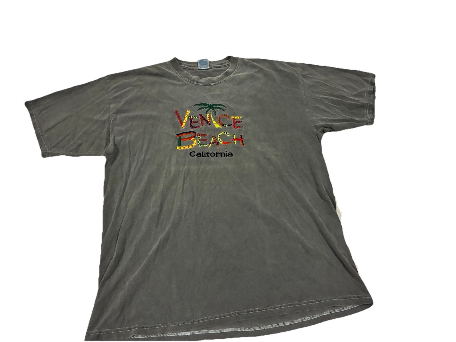 Vintage 90s Venice Beach California Embroidered Souvenir T-Shirt USA Made (XL!)