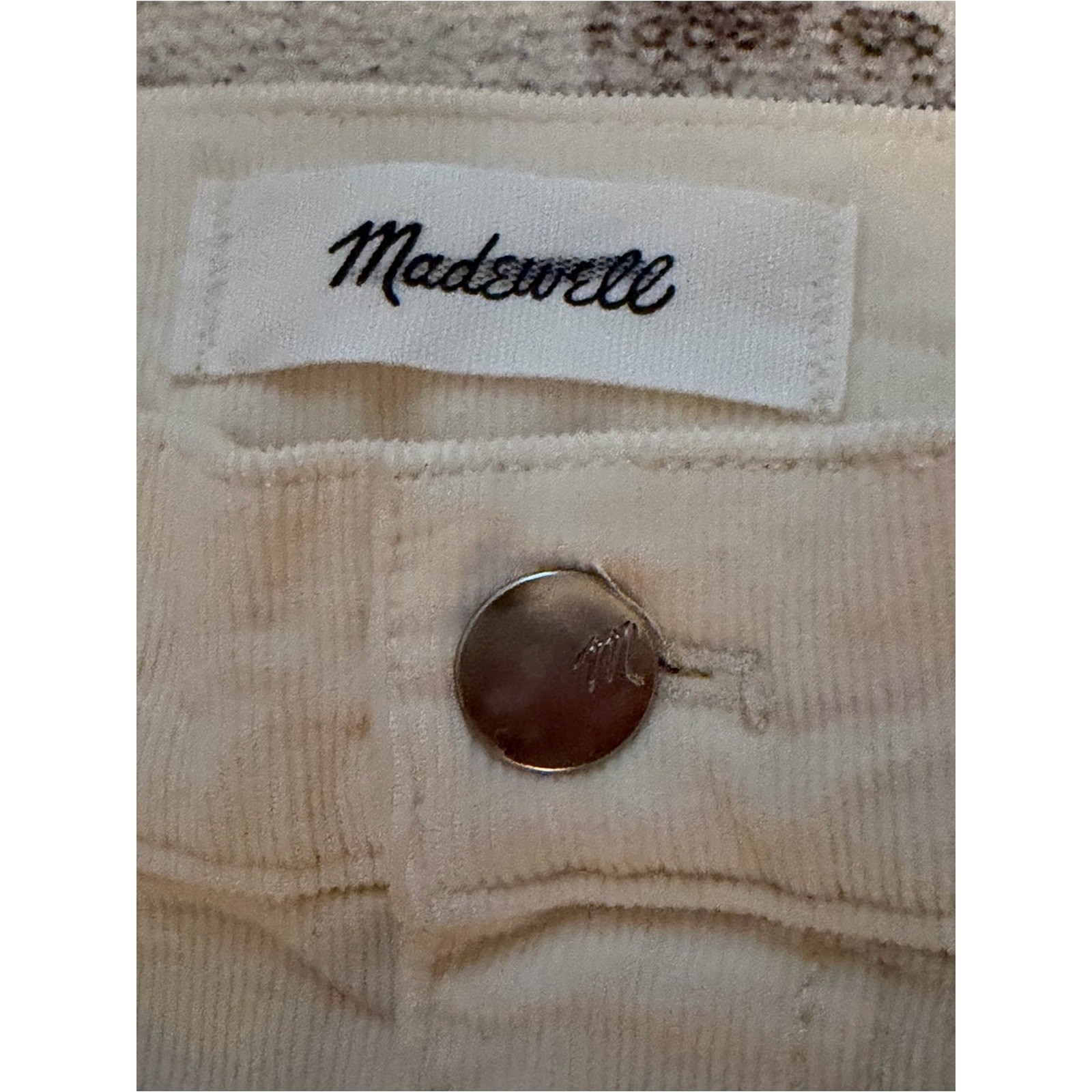Madewell Wide Leg Corduroy Pants Vintage Ivory 25P NWT