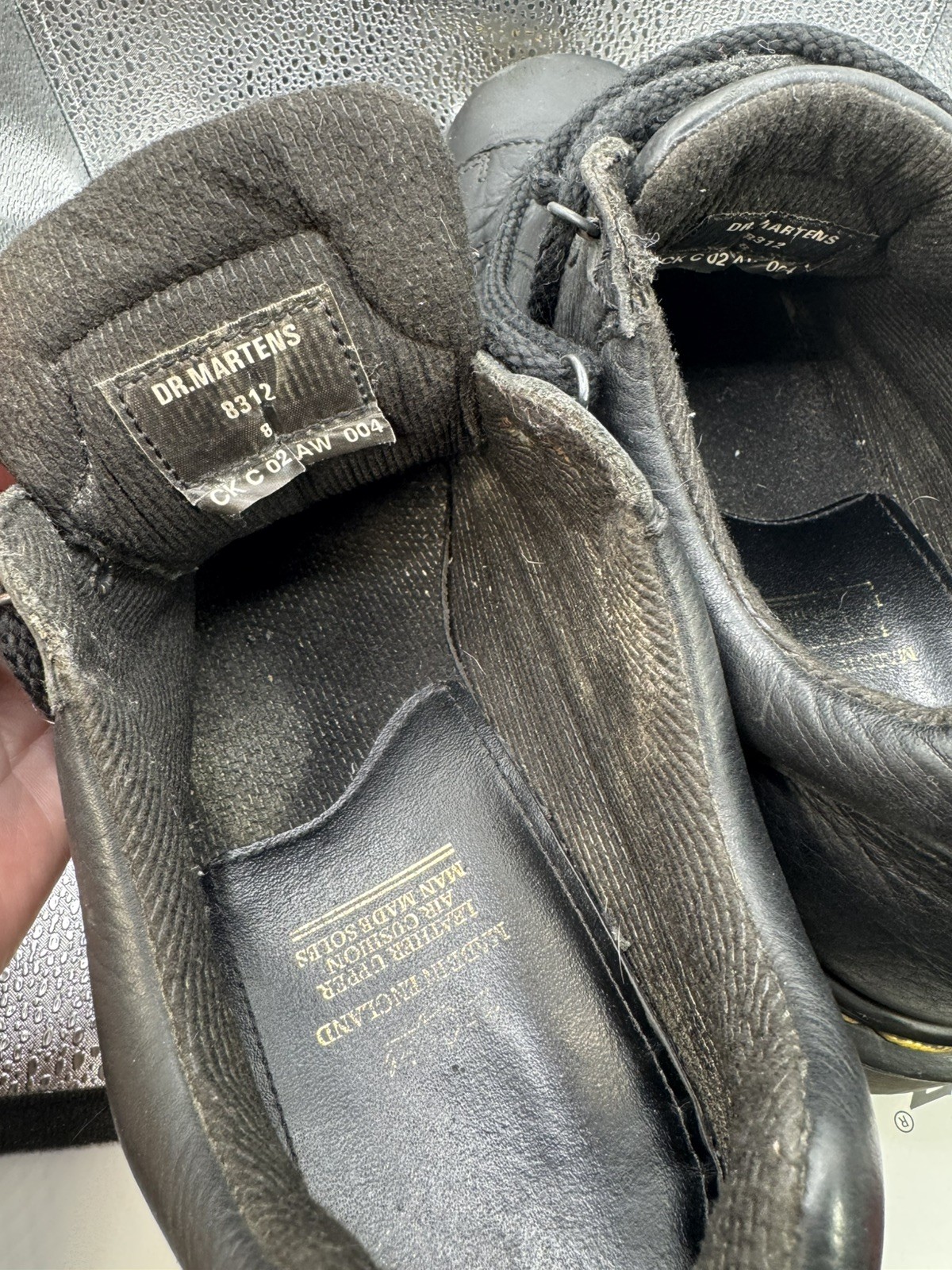 Vintage Dr. Martens Mens 8312 Black Leather Grizzly Chunky Oxford size UK 8/US 9