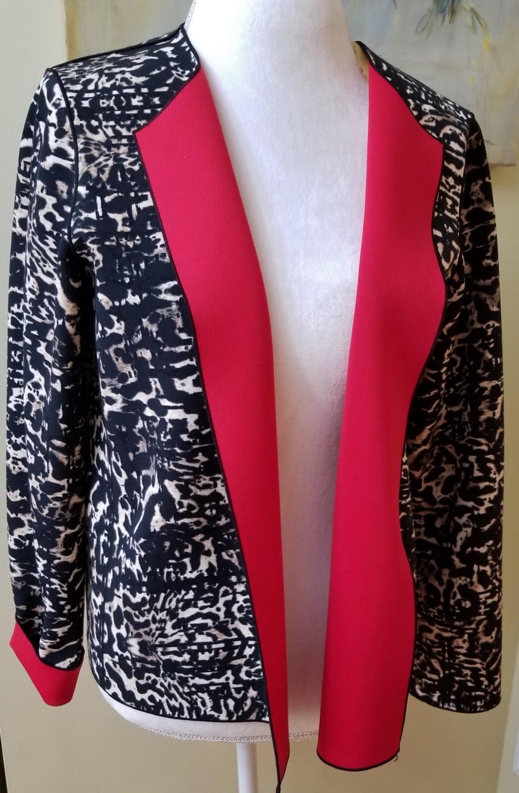 Lafayette New York Open front office jacket without lining. Leopard and red . 10
