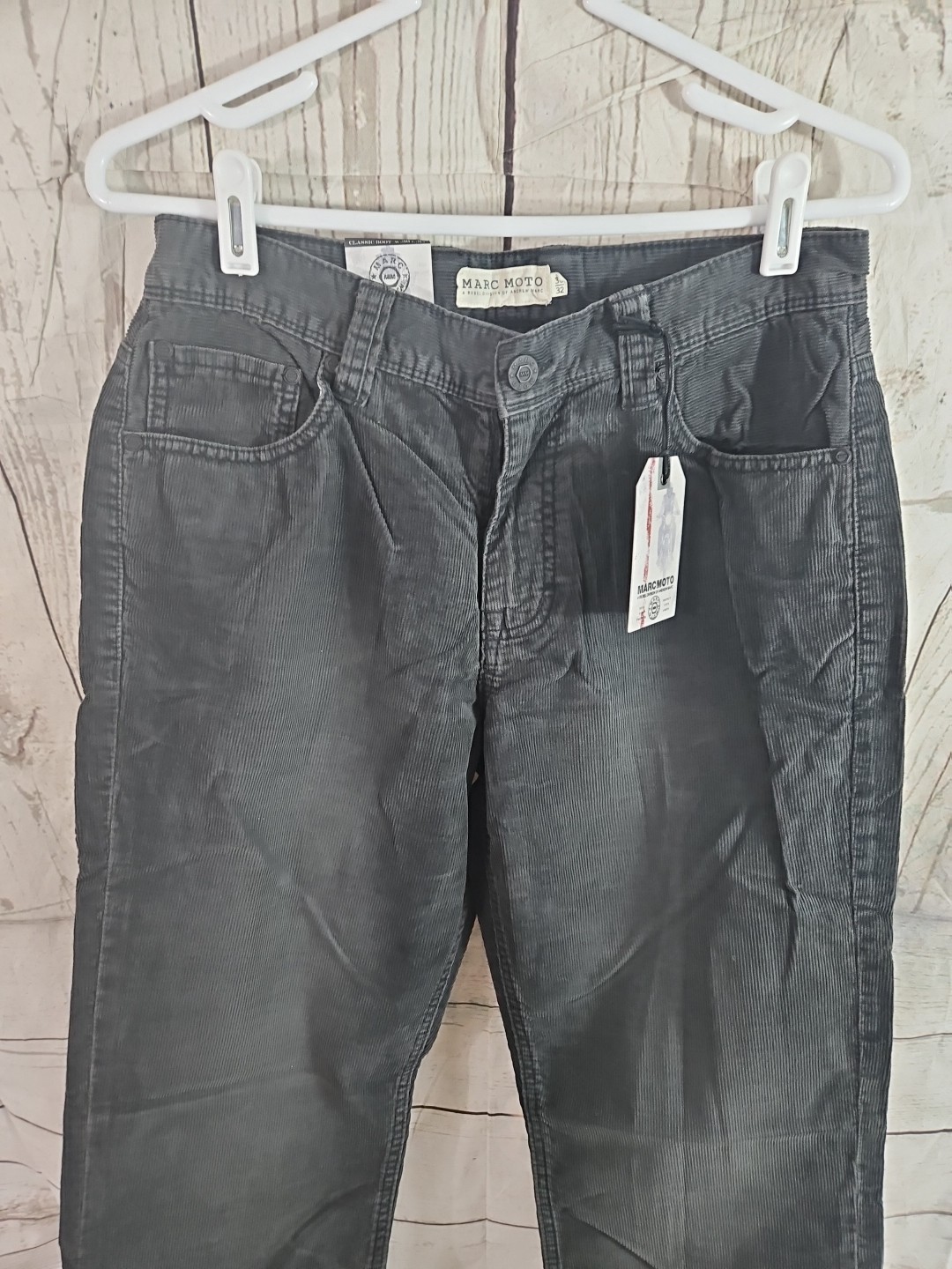 Marc Moto Men Size 30×32 Motorcycle Corduroy Bootcut Charcoal Gray Jean