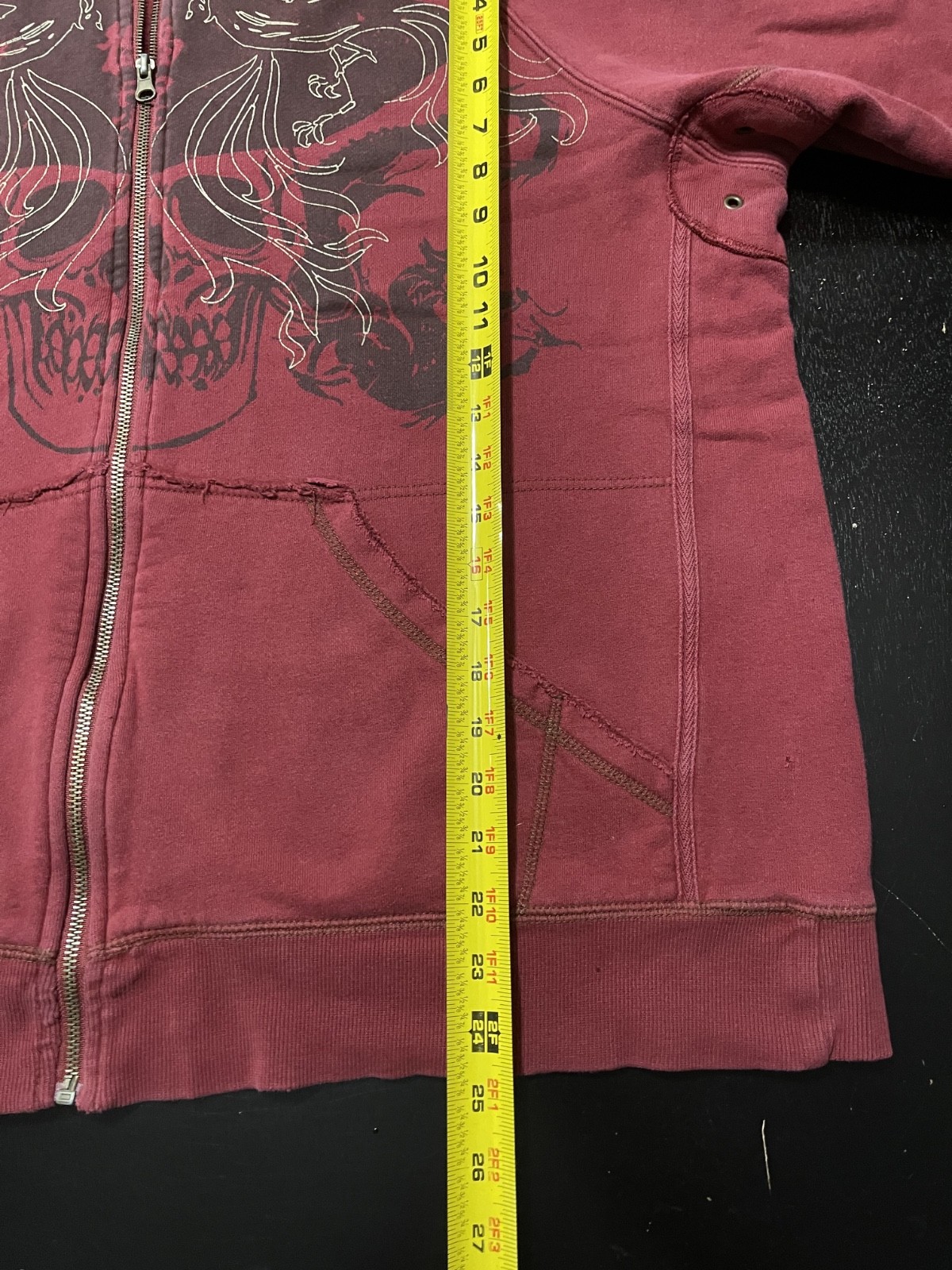 Disney Store Y2K Style Pirates of the Caribbean Skull Zip Hoodie, Maroon, XXL