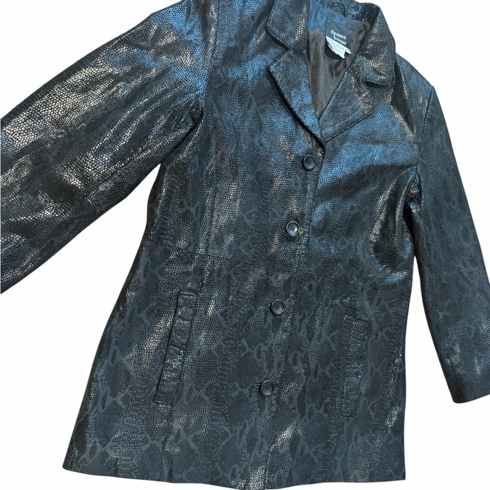 Vintage Black 🐍 snake skin leather suede Jacket. Dennis basso size small.