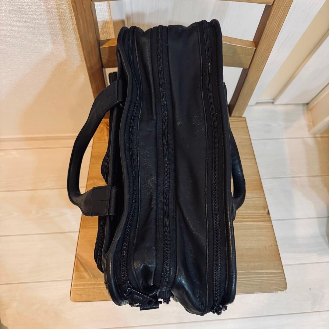 TUMI Alpha 2 Leather 2-Way Business Briefcase Laptop Bag 96141D2 Black 44cm
