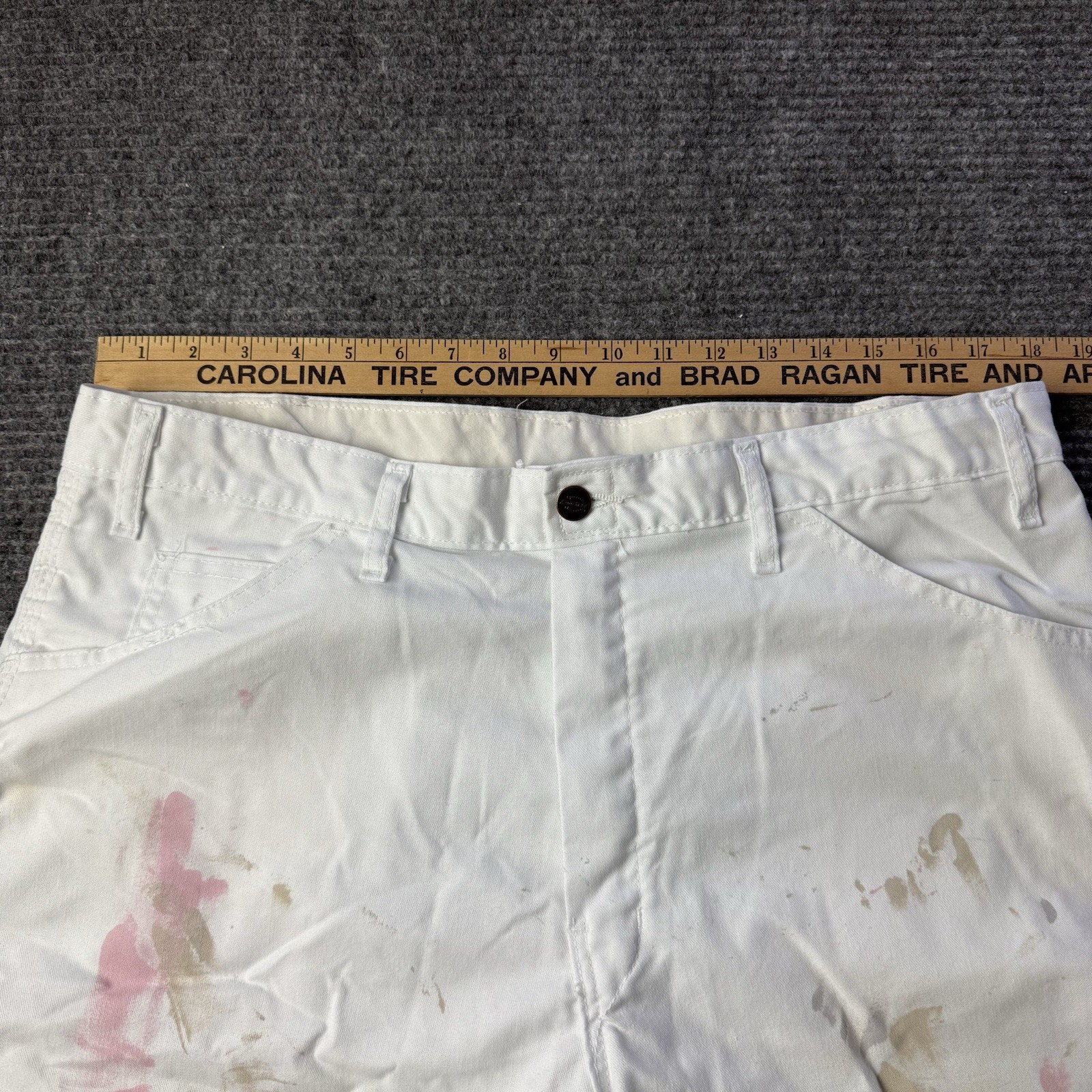 Dickies Paint Carpenter Shorts White Distressed Painted Size In Pictures