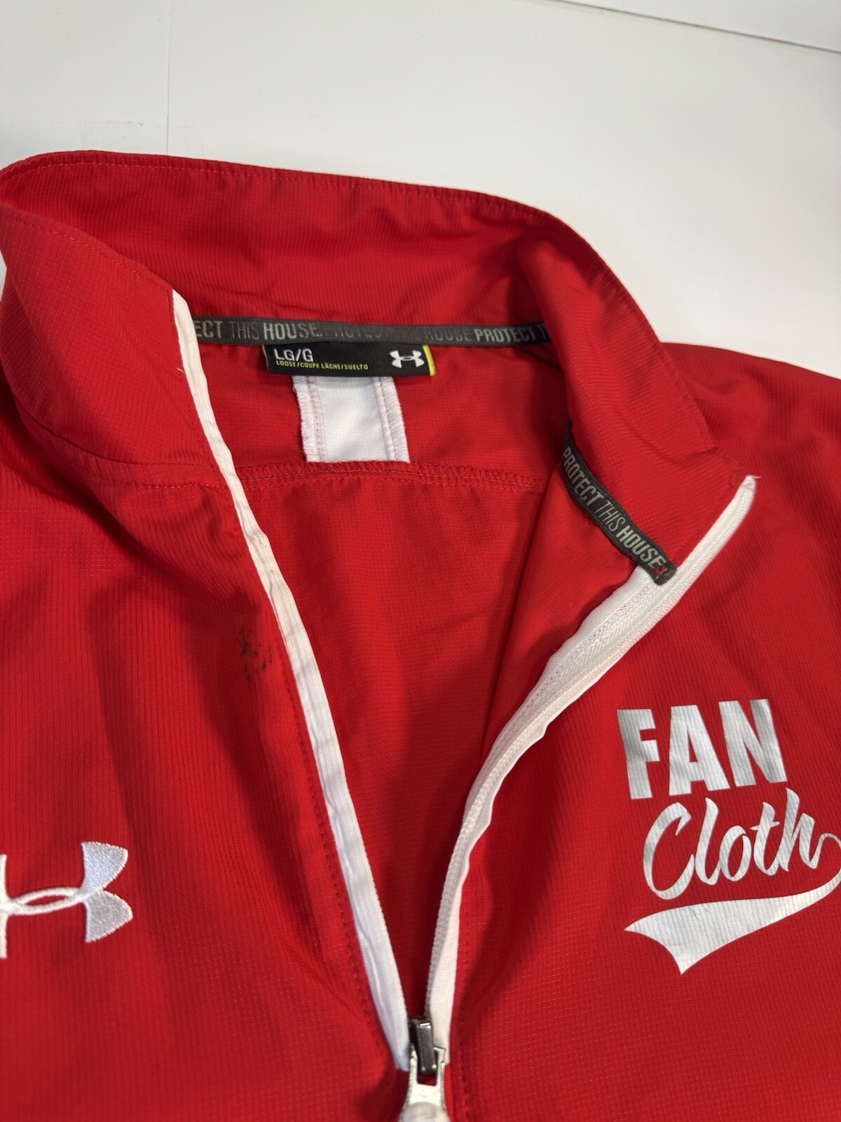 Under Armour Men’s Fan Cloth 1/4 Zip Jacket Pull Over Mens Size Large RED
