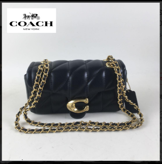 COACH CP149 Tabby Shoulder Bag 20 Quilting Nappa Leather Black Gold Outlet NEW