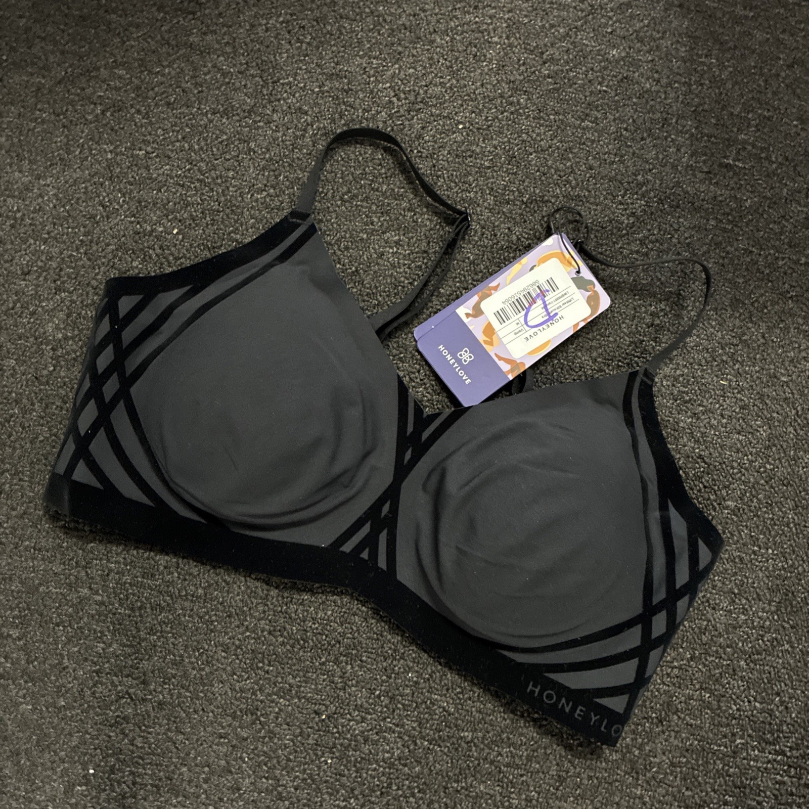 Honeylove Silhouette Wireless bra black adjustable SZ Medium New NWT