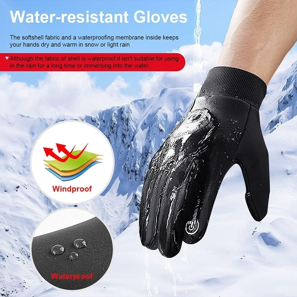 -10℉ Windproof Waterproof Winter Warm Gloves Touchscreen Fingers Non-Slip Gloves