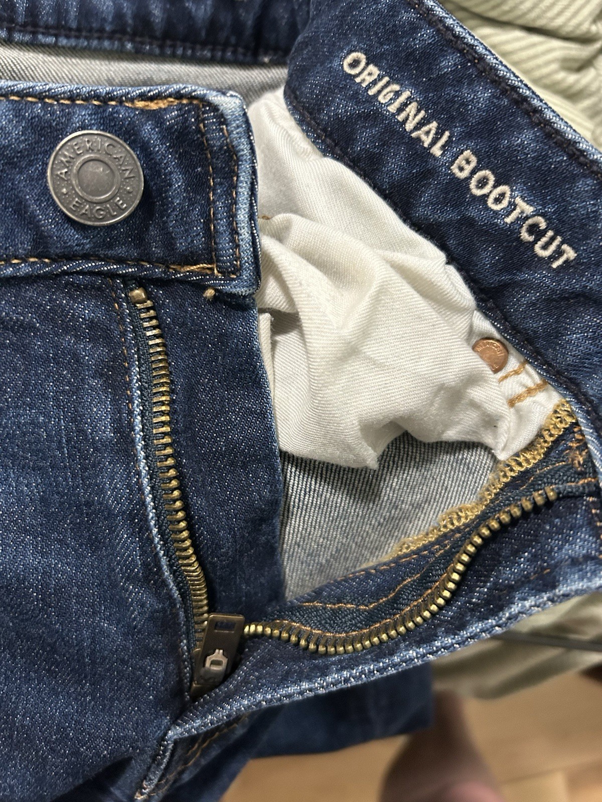 American Eagle Men’s Bootcut Dark Wash Stretch Denim Jeans Blue, Mid Rise