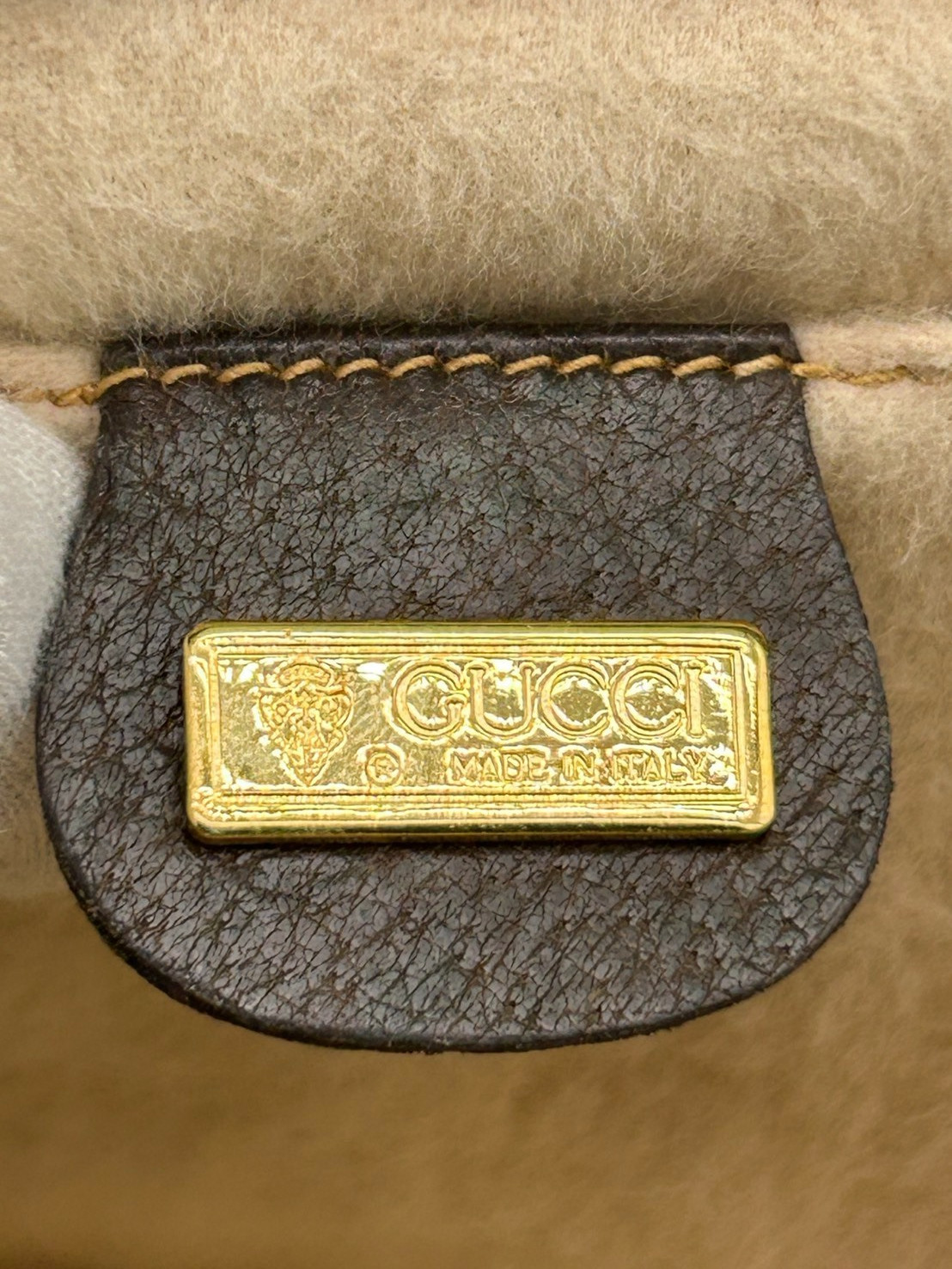Gucci Clutch Bag GG Supreme Pouch Brown PVC Leather Vintage Authentic