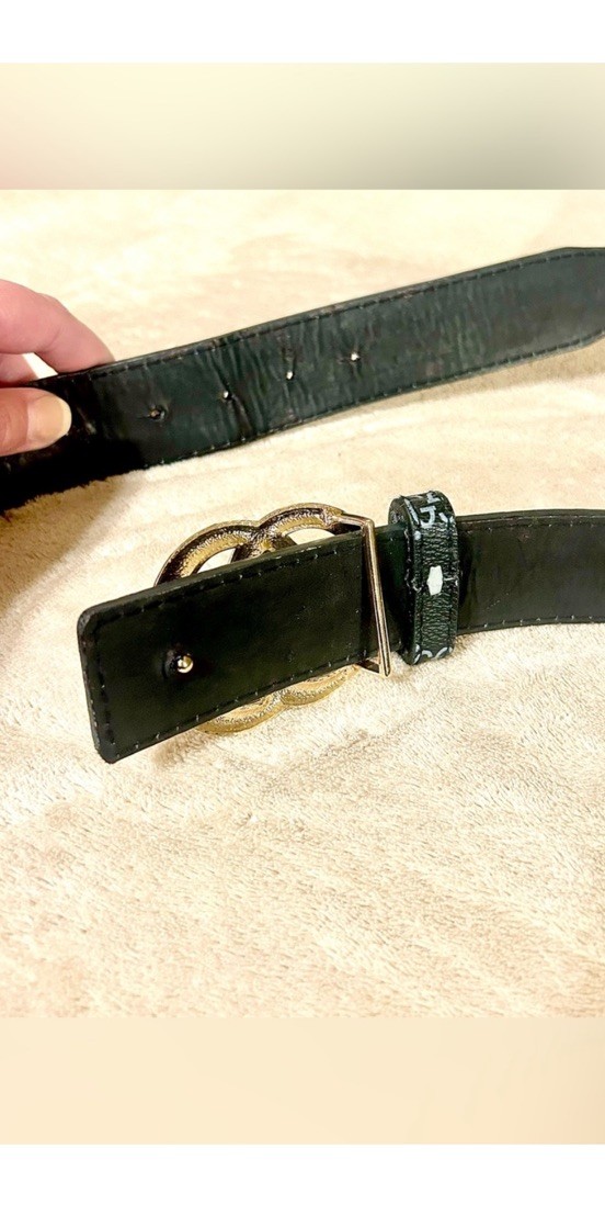 Black GG Leather Belt