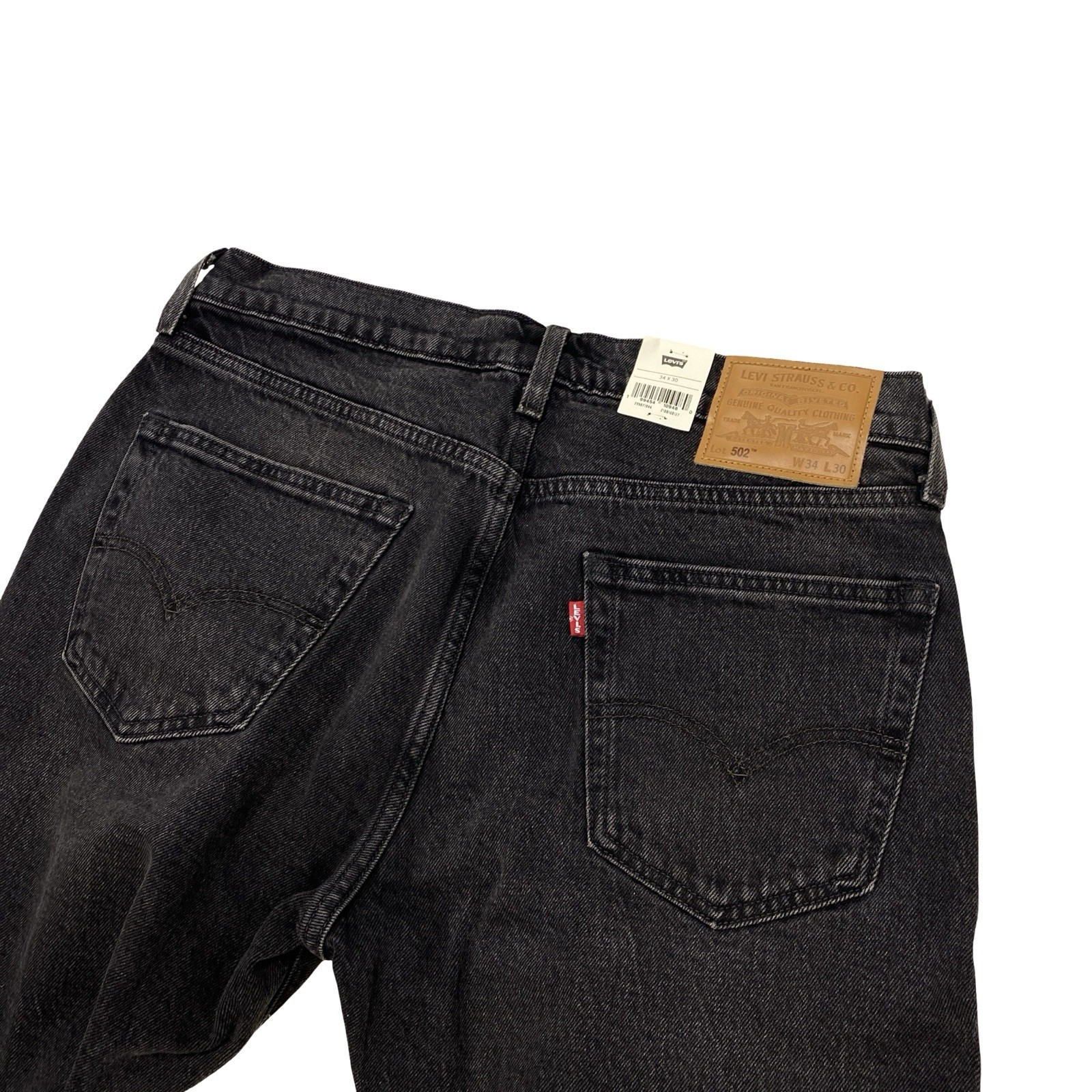 Levi’s Premium 502 Taper Men’s Stretch Selvedge Jeans Size 34 x 30 Black Wash