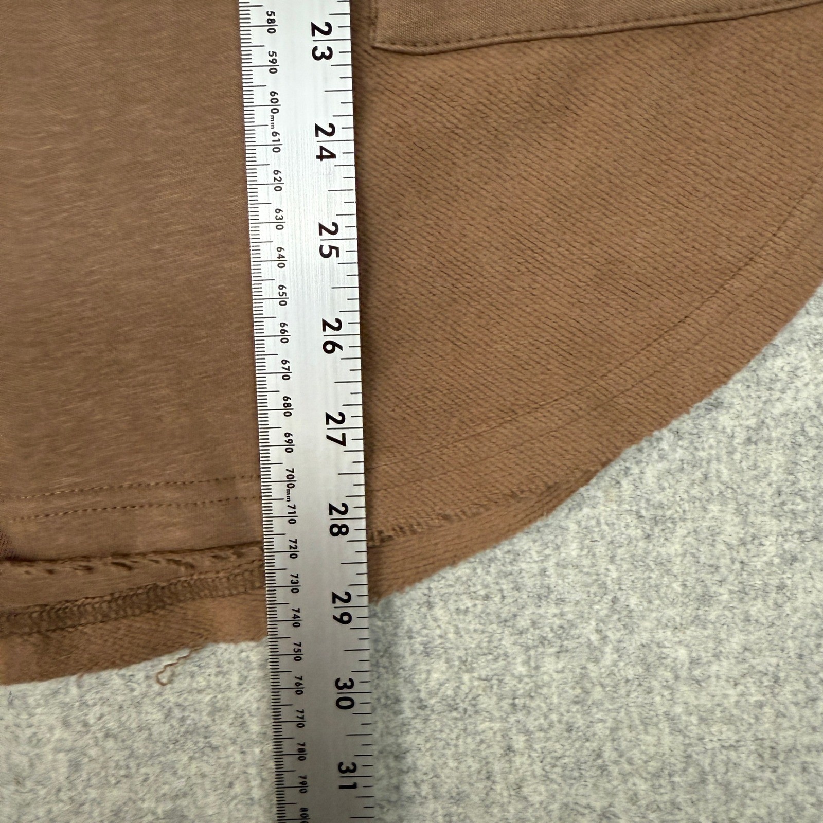 AEMI+CO Hoodie Pullover Small Brown Corduroy Mixed Media Snap Henley Oversized T