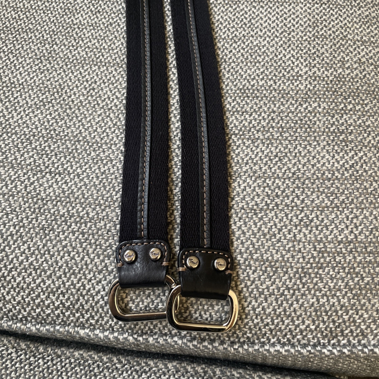 FOSSIL Brown Canvas Silver Tone Replacement Handles 20.75”