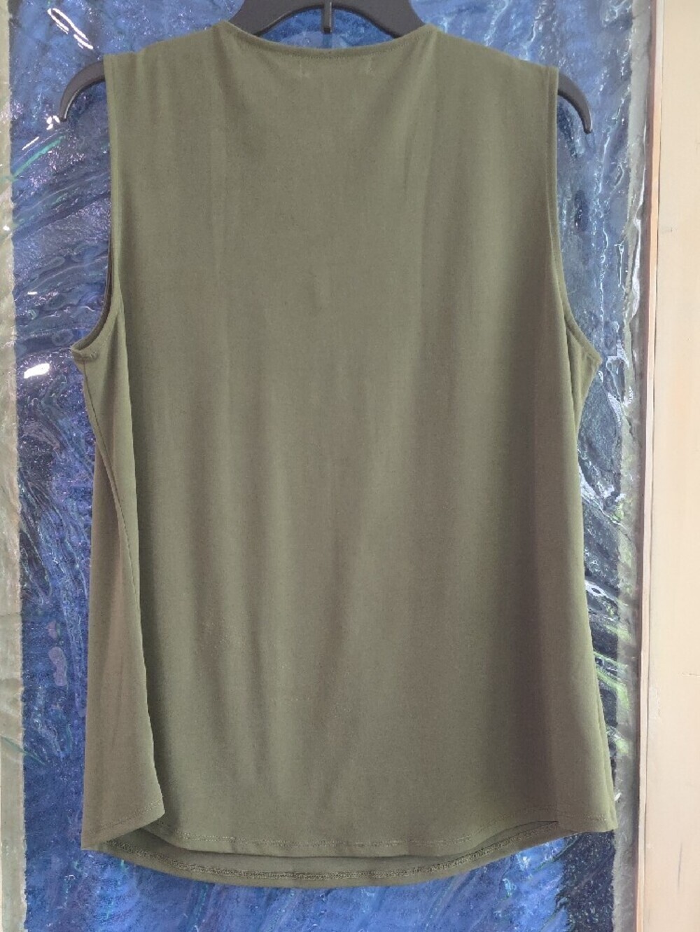 Liz Claiborne Olive Green Sleeveless Pleat-Front Blouse