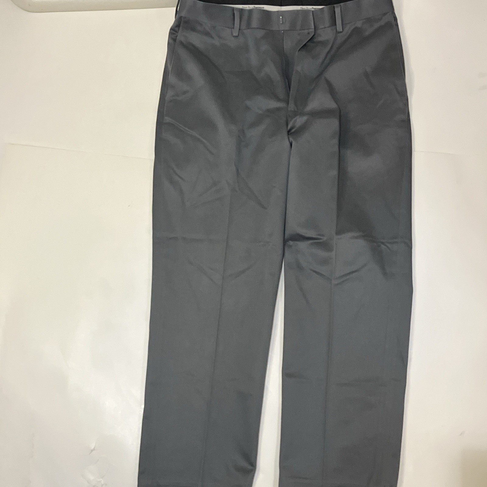 Perry Ellis Portfolio Men’s Gray Cotton Twill Dress Pants 32W Straight Flat