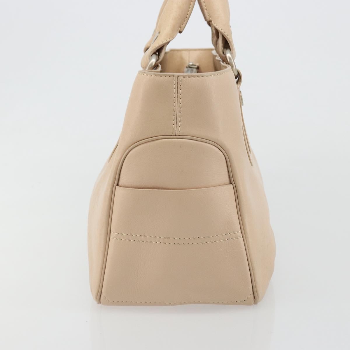 CELINE Boogie bag Hand Bag Leather Ivory Silver Auth ep14737